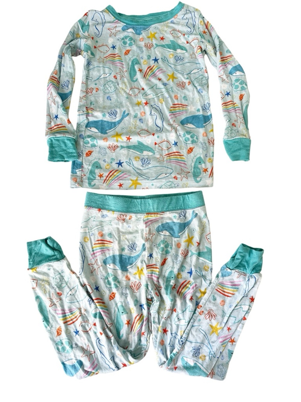 Little Sleepies Ocean Pals Two-Piece Bamboo Viscose Pajama Set Blue Teal 2T